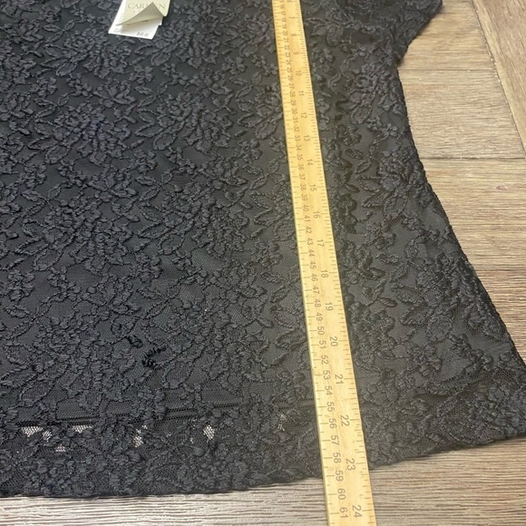 Carmen marc valvo black w/black lace tee size Medium nylon spandex - Picture 6 of 8